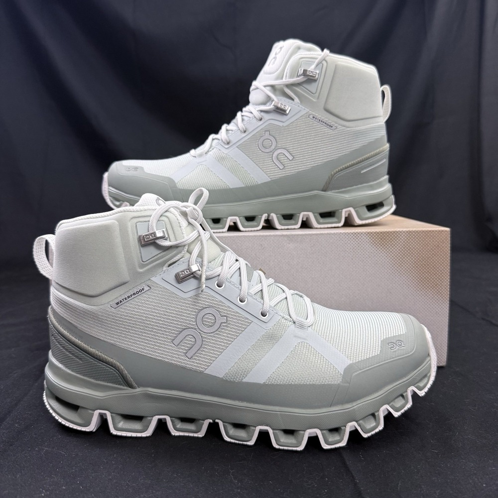 Size 7.5 On Cloudrock Waterproof Women Mineral Kelp Hiking Boots Gray 23.99046